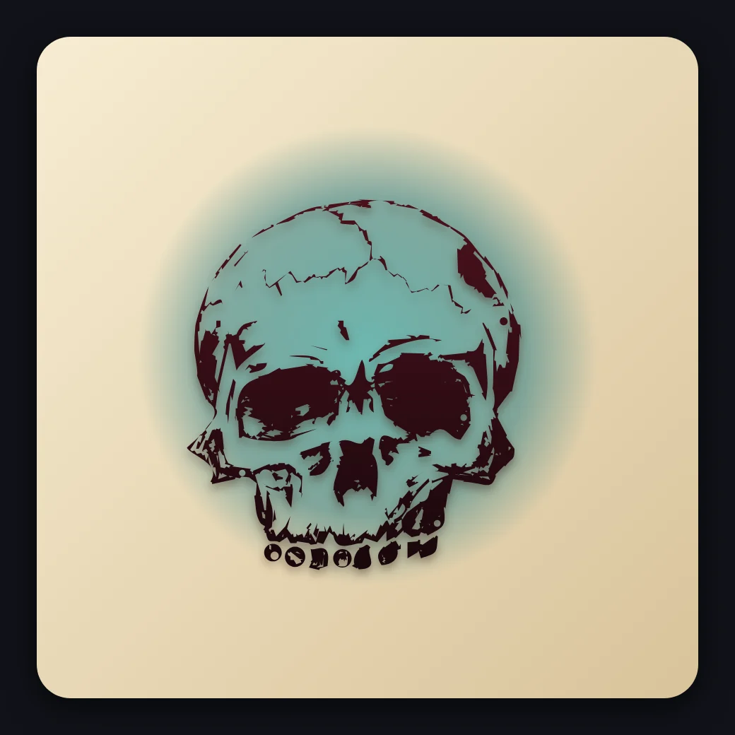Skull, traced and styled: A pencil sketch from the founder's sketchbook, traced with Trace to Vector, then given a gradient fill, a halo and a shadow.