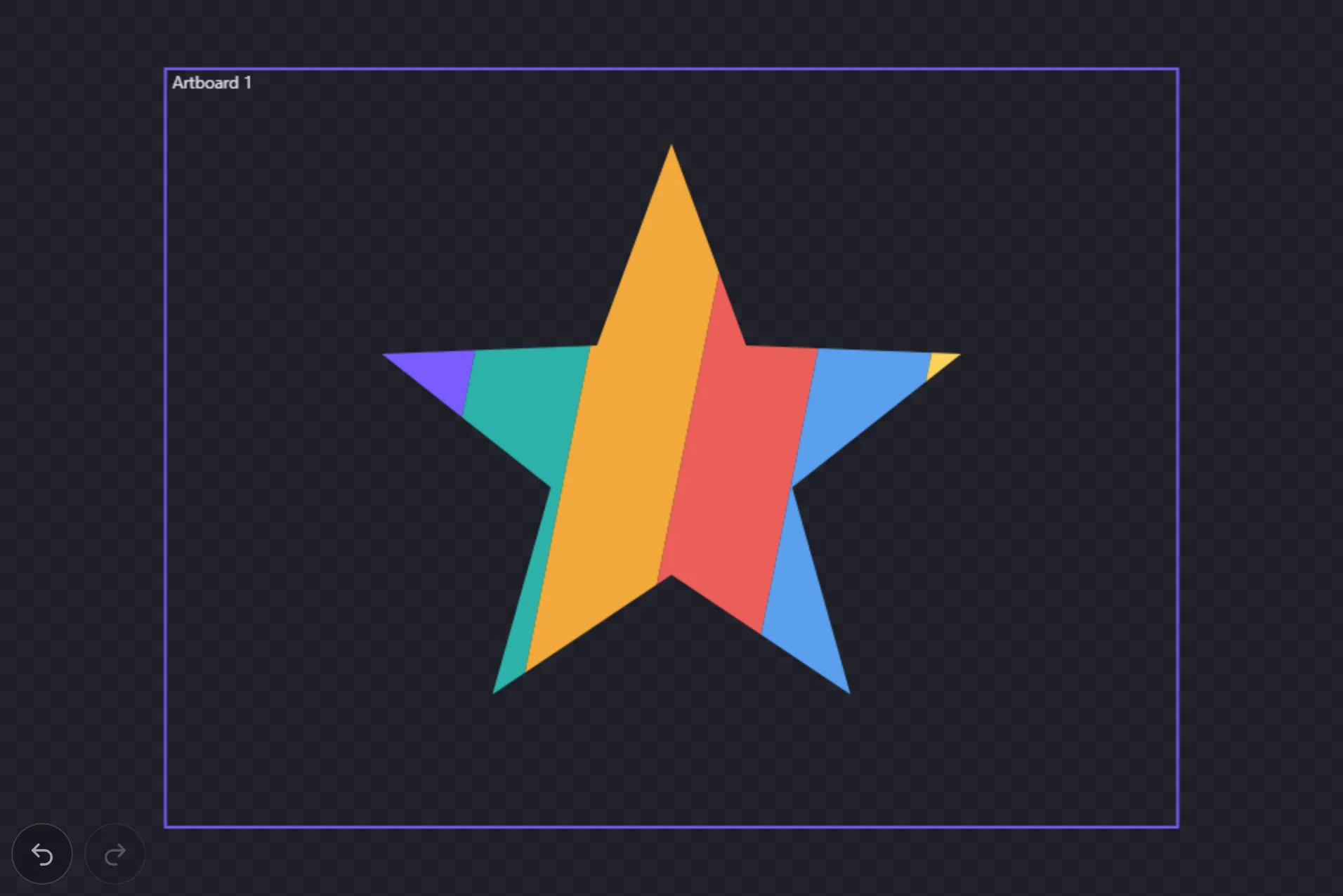 The same bands now visible only inside the star shape, after Make Clipping Mask