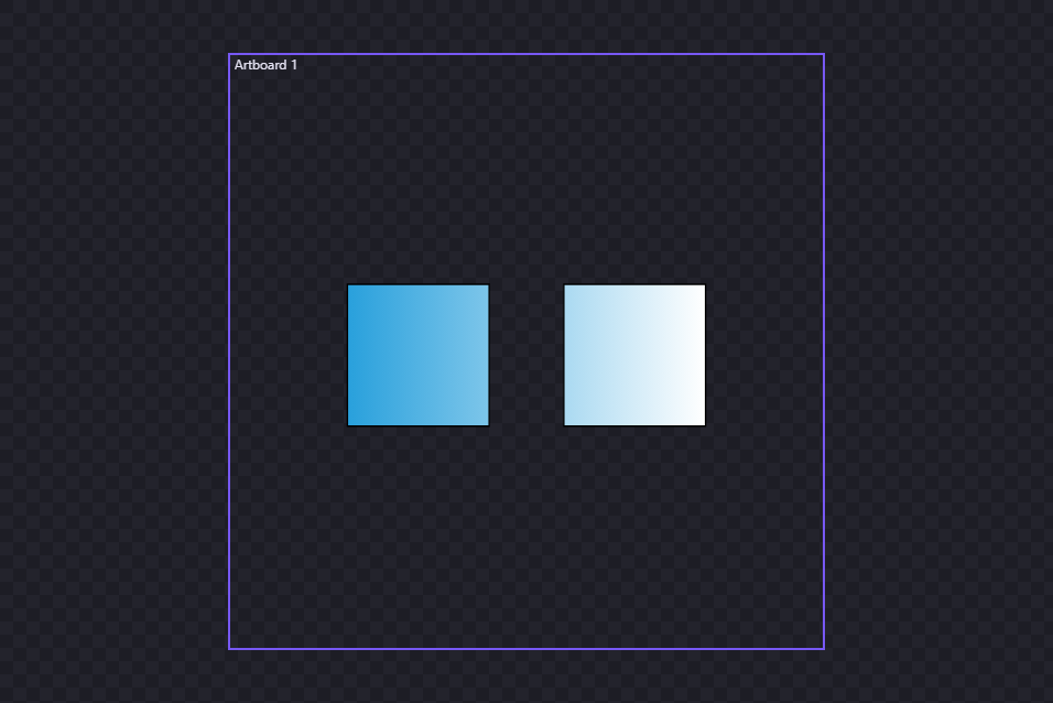 Two grouped rectangles filled by one shared linear gradient spanning the group, so the pair reads as a single gradient