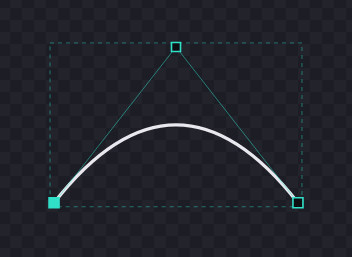 A curve with a single square control point above it, with one leash running down to each of the two end anchors
