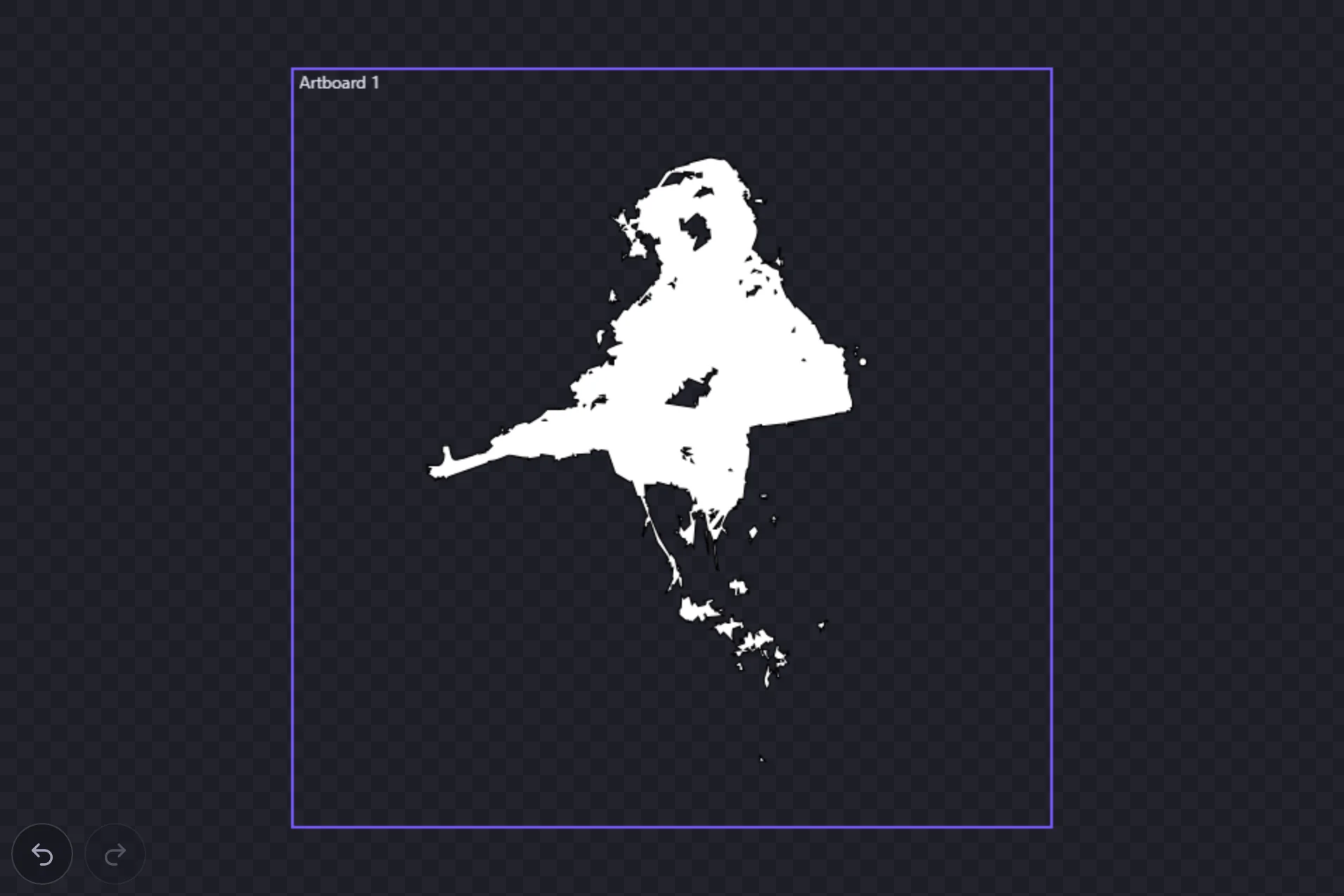 The first trace at the default settings: the whole figure as one white silhouette with no facial features