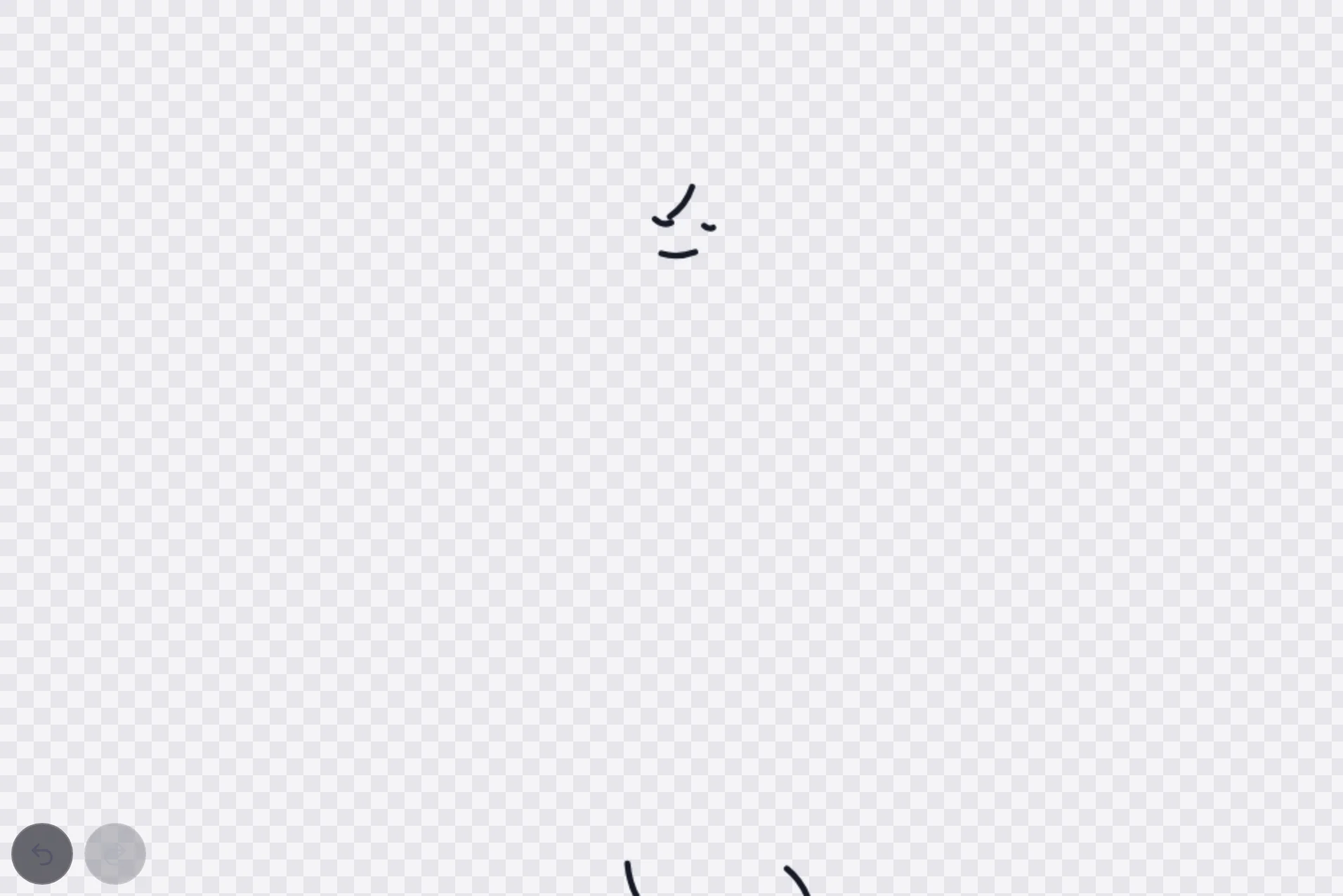 Only the hand-drawn strokes, with the trace layer hidden: a nose, a nostril, an upper lip and the tops of two leg lines