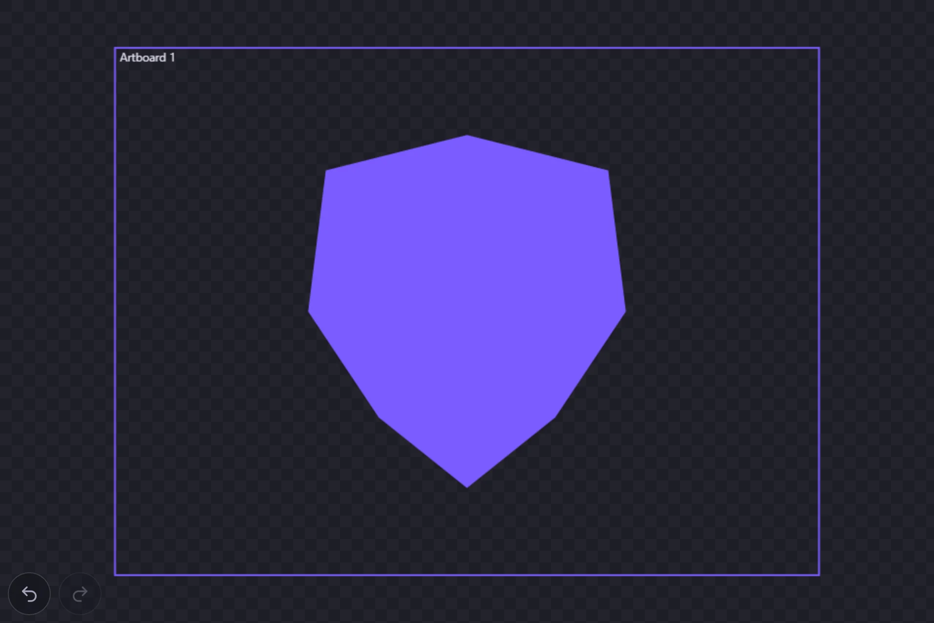 A symmetrical violet shield; the left half was drawn and Repeat in Mirror mode added the right half